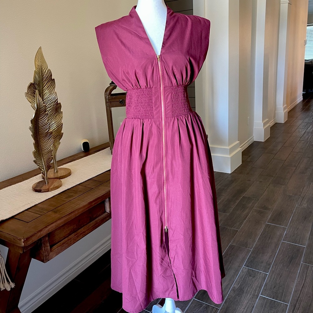 Burgundy zipup midi Dress